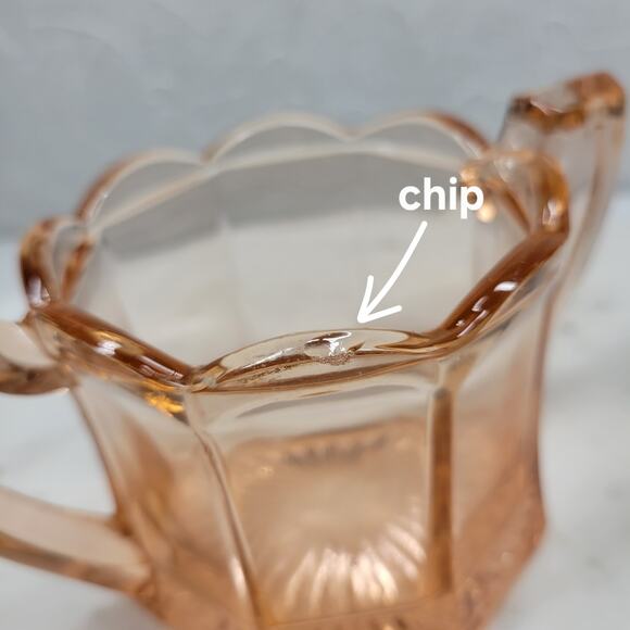 Greensburg‎ Pink Depression Glass Creamer Double Handled Octagon Sugar Bowl - Picture 8 of 16